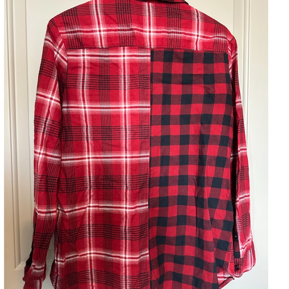 Ladies Pendleton Wool Red/Black Check Button Up S… - image 2